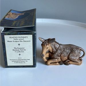 Vintage Fontanini Heirloom Nativity 5” Collection Seated Donkey Box and …